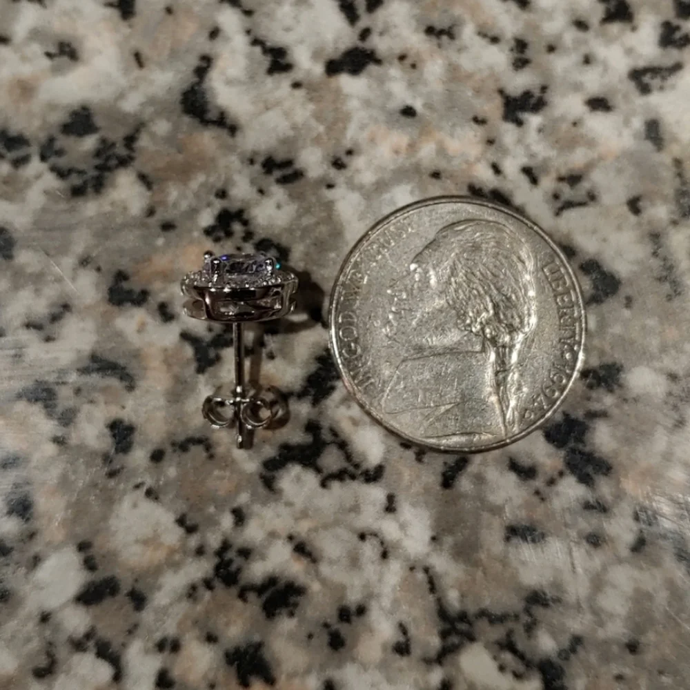 3.44 CTTW Halo Stud Earrings w/ Swarovski Elements - Picture 6 of 7